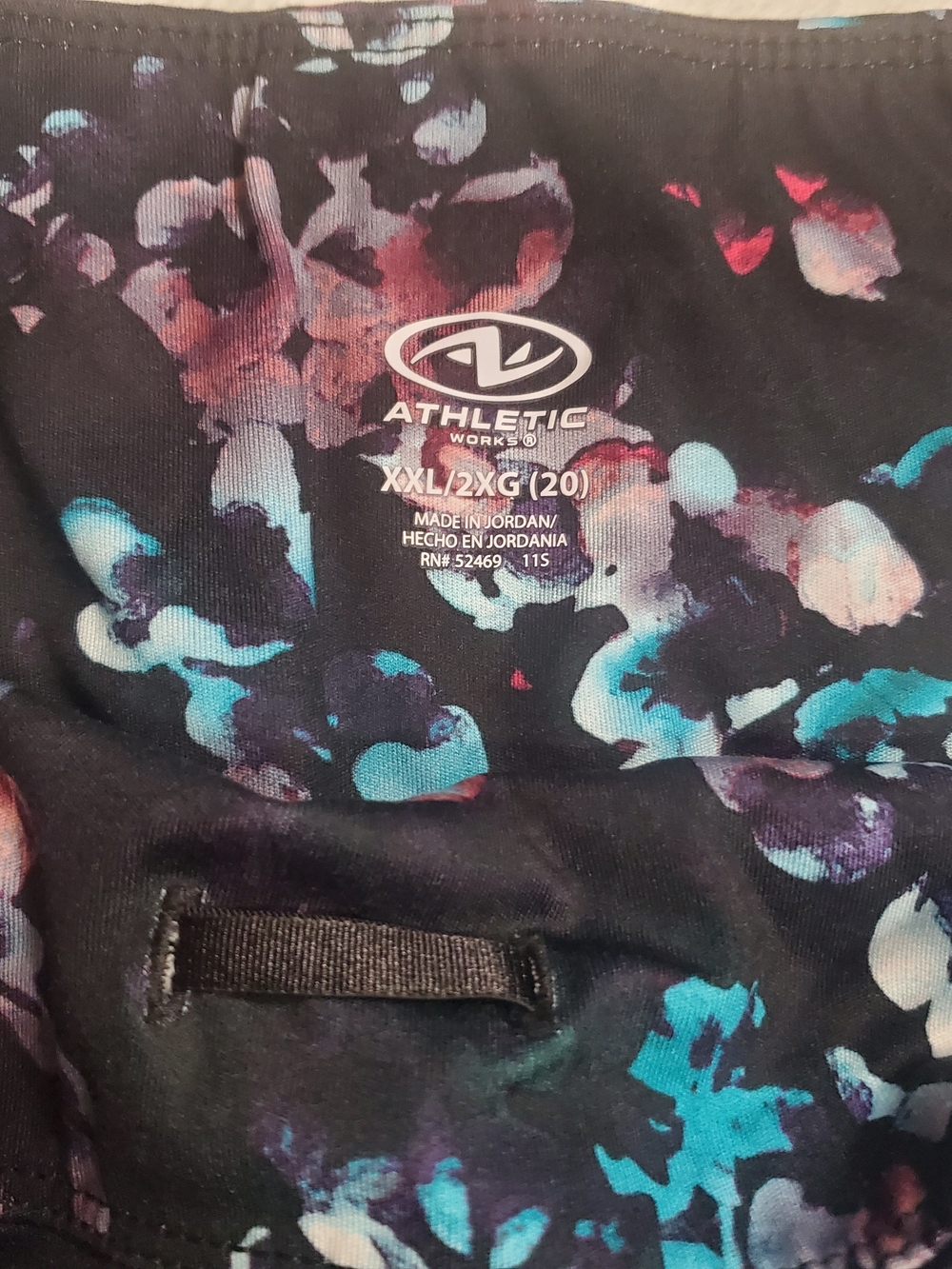 Athletic Works Black Floral Performance Shorts with Teal & Pink Accents - Picture 3 of 3